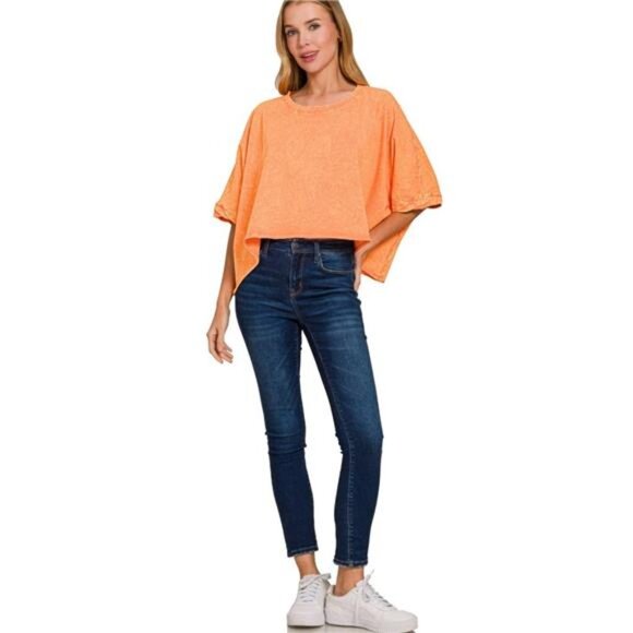 Zenana Premium Cotton Crinkle Wash Oversized T-Shirt - Picture 1 of 2